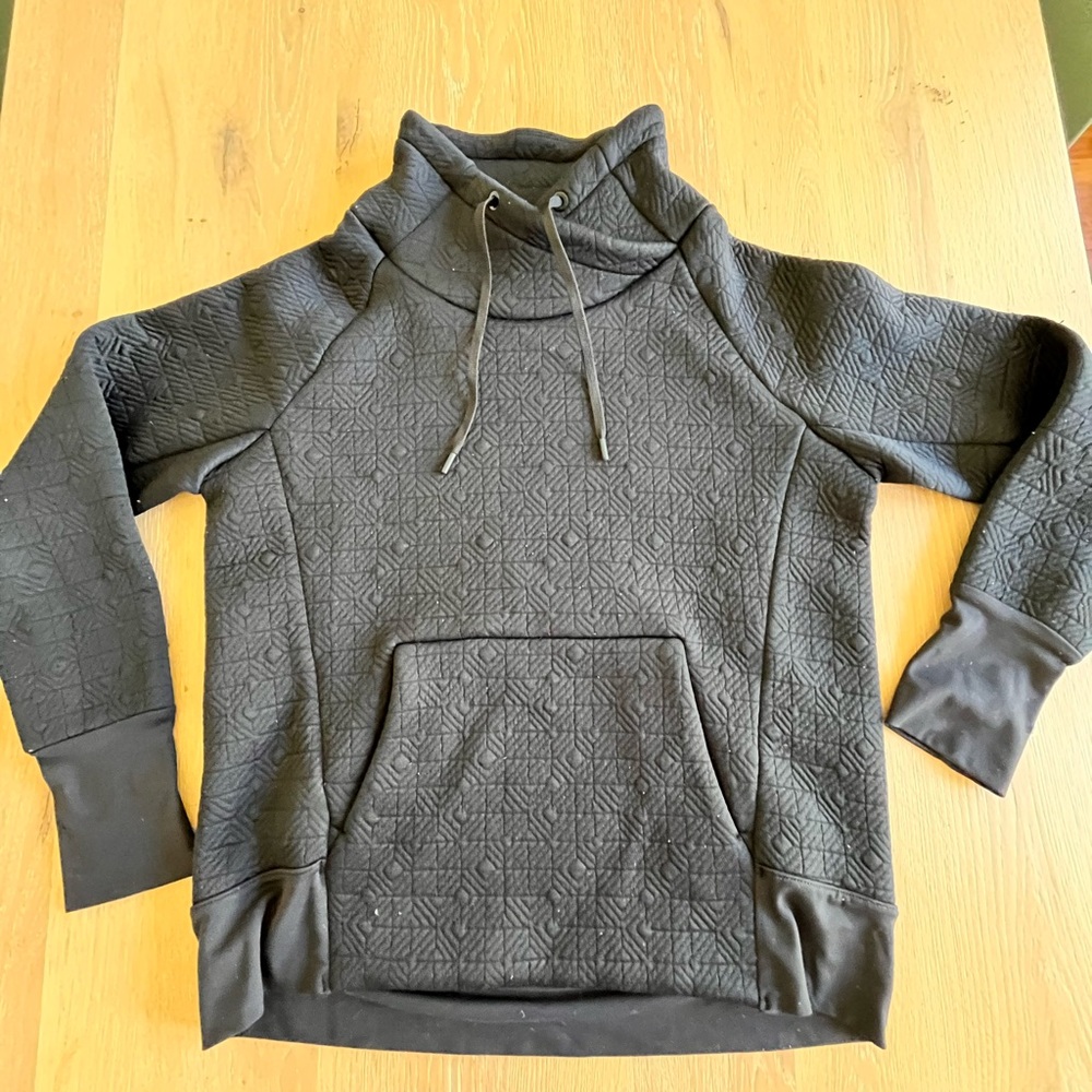 Athleta Jacquard Elevation Cowlneck Pullover - Black Small